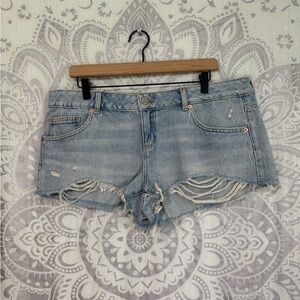 Nwt $54 Garage Peachy Cut Off Shorty Micro Blue Jean Shorts Low Rise Y2K 13 31